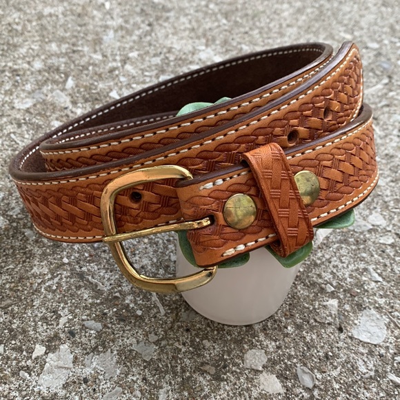 Triple K Vintage Tooled Leather Western Rodeo Outlaw Hidden Zipper Money Belt - Picture 12 of 12